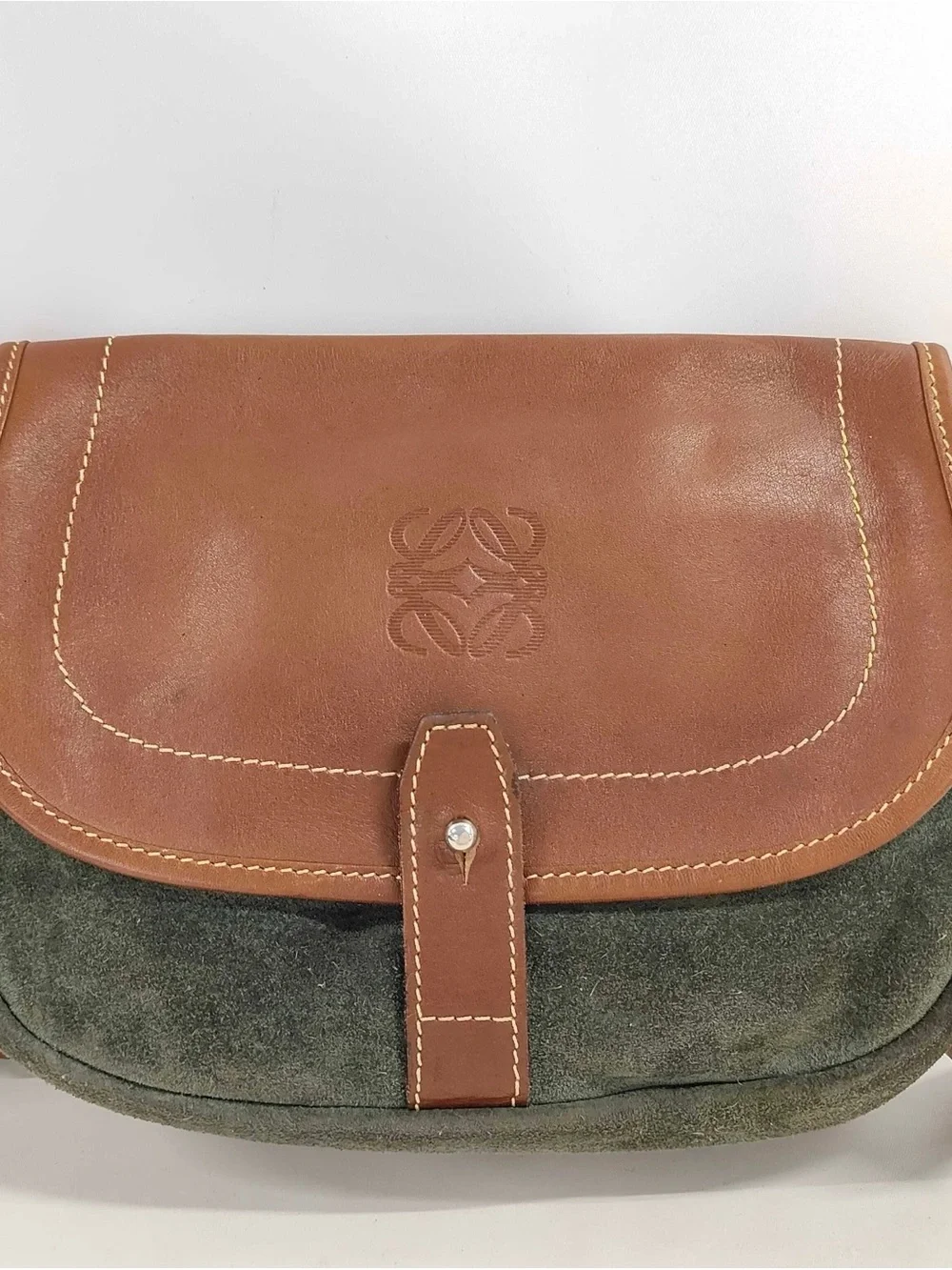 Loewe – Suede & Leather Crossbody Saddle Bag